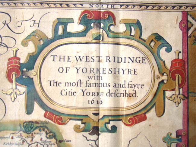 John Speed's 17th century Map of "West Ridinge of Yorkshyre with the Most famous & fair City of Yorke